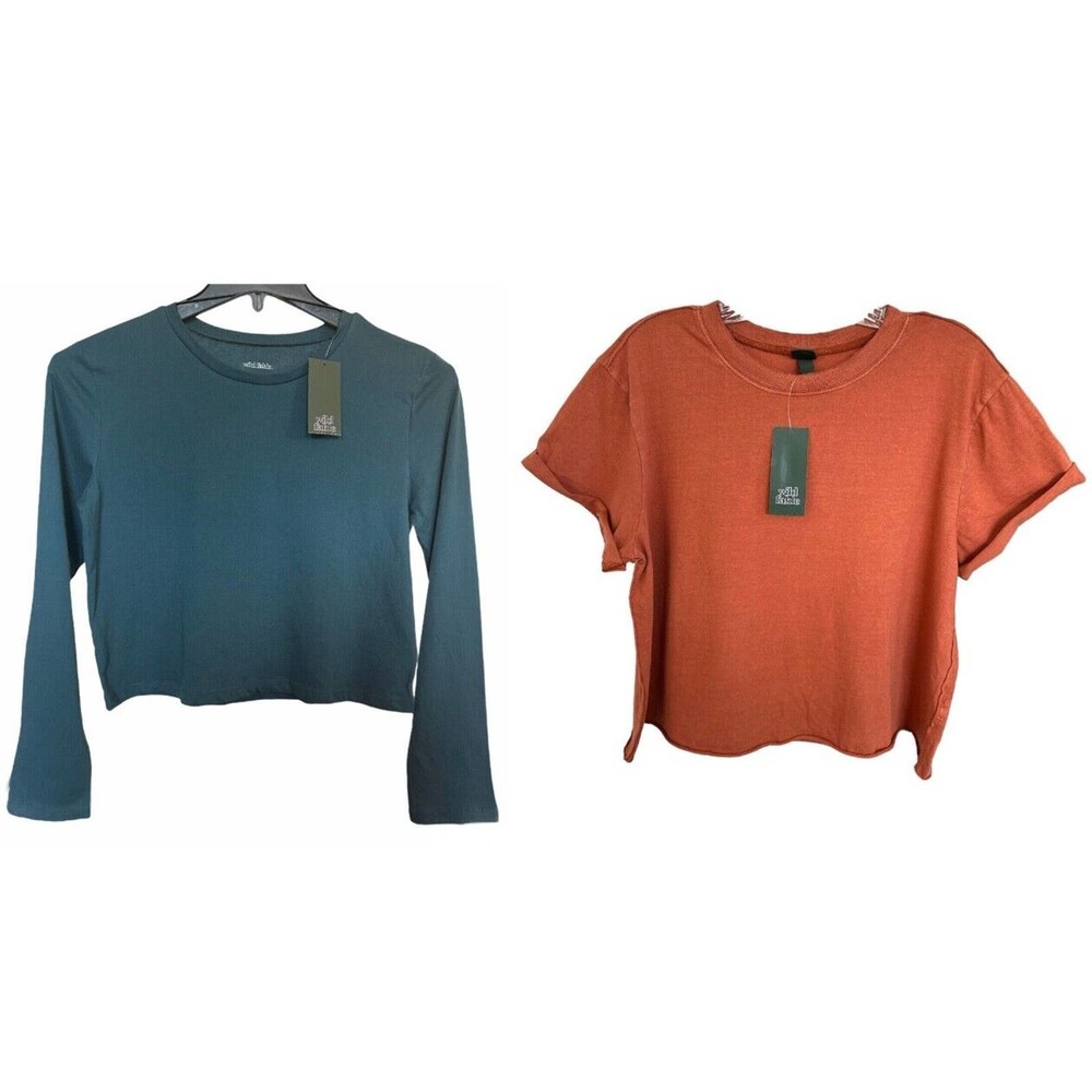 Wild Fable Women's 100% Cotton Top Shirt Bundle Size M Blue & Orange